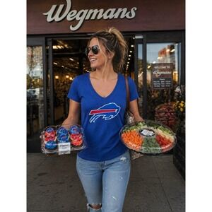 Buffalo Bills Majestic Blue Jersey Logo Shirt (women's Large) V-Neck